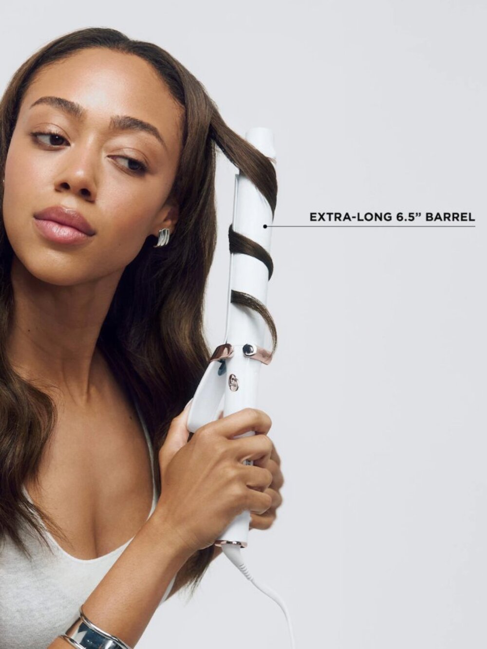 NEW T3 SinglePass 1.25 Inch Curl X Ceramic Extra-Long Barrel Curling Iron White - Picture 2 of 5